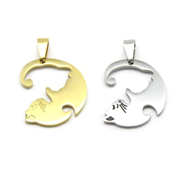 Dijes Acero Inoxidable Plateado Dorado Yin Yang Gatos Estiloss