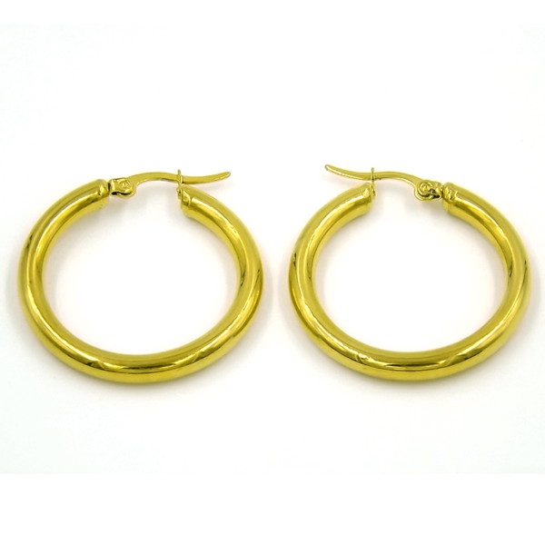 Aretes Tipo Arracadas De Acero Dorado Tubular Lisas Estiloss