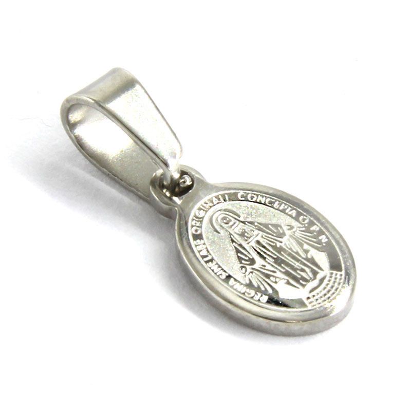 Dije Acero Plateado Medalla Virgen Milagrosa 11mm X 8mm Estiloss