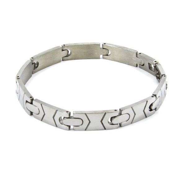 Pulsera Tipo Esclava Acero Inox Plateado Oval Center Estiloss