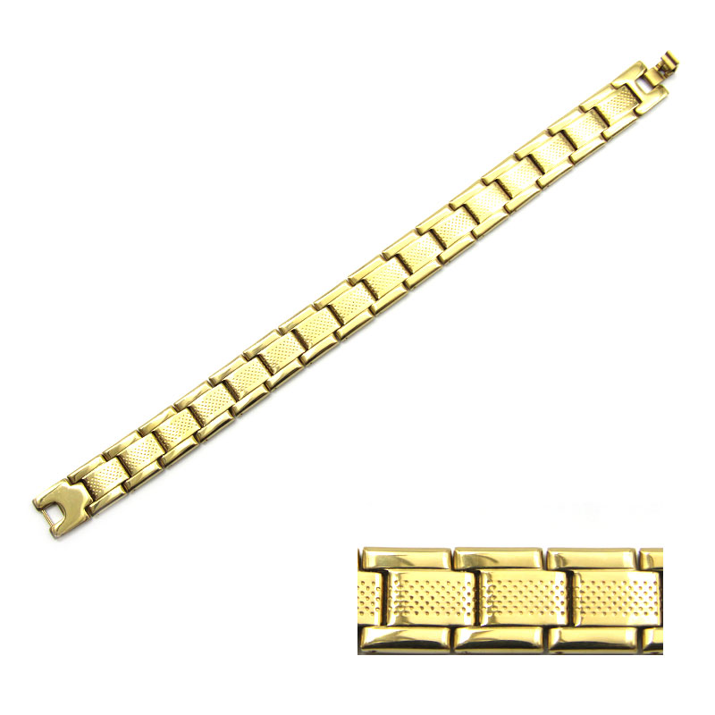 0858-0-Pulsera-Tipo-Esclava-Acero-Dorado-Hombre-Troquel-Puntos