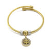 Pulsera Acero Inox Tipo Cuerda Dorada Árbol de la Vida