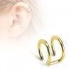 Ear Cuff Falso de Acero Dorado Diseño Conciencia Doble