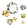 Broqueles Dorados con Zirconia de 4mm Diamante