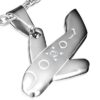 Dije de Acero Inox Plata Diseño Avion con Zirconia
