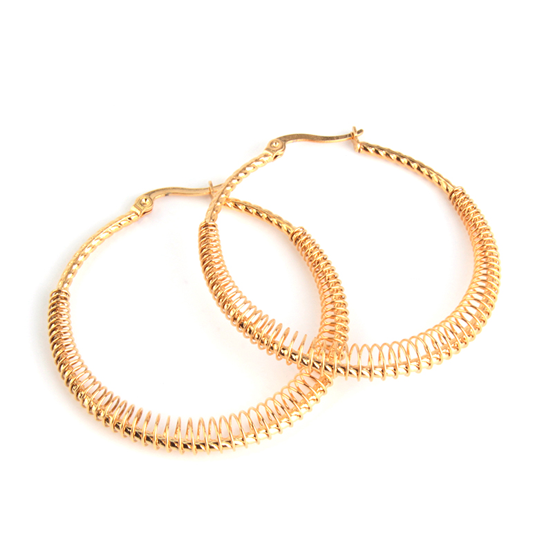 Aretes-Acero-Dorado-Tipo-Arracada-Moderna-Espiral-Resorte-1