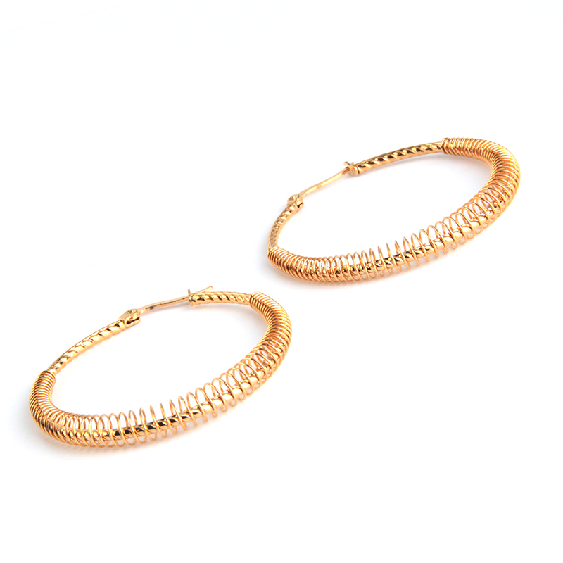 Aretes-Acero-Dorado-Tipo-Arracada-Moderna-Espiral-Resorte-2