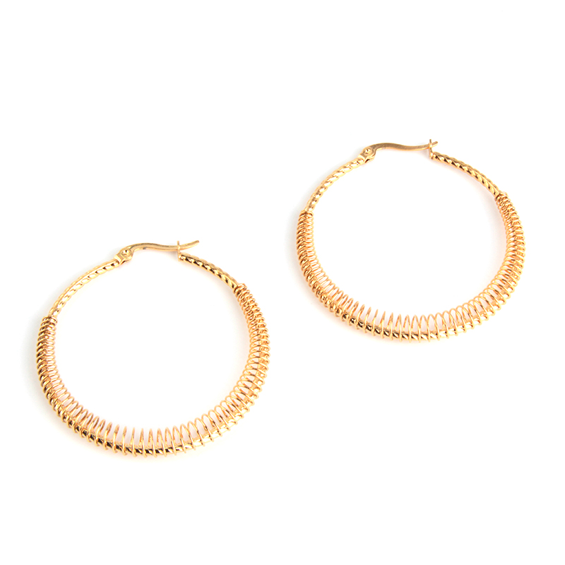Aretes-Acero-Dorado-Tipo-Arracada-Moderna-Espiral-Resorte