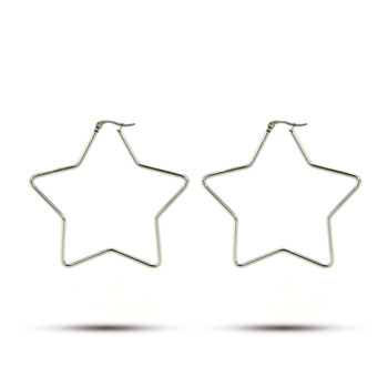 Aretes-Acero-Inoxidable-Plateado-Estrellas-Huecas-45mm