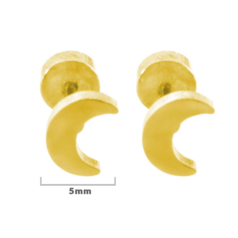 Aretes-Tipo-Broquel-Acero-Dorado-Media-Luna-Broche-Plano