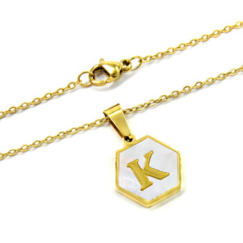 Collar-Acero-Inox-Dorado-Hexagonal-Letra-K-Madre-Perla-2