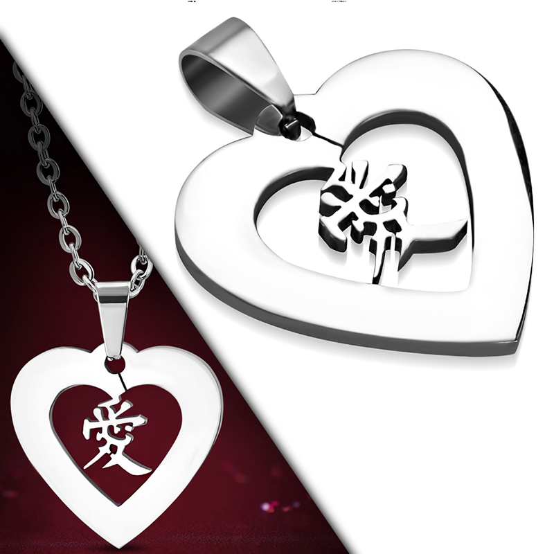 Dije-Acero-Inoxidable-Corazon-Simbolo-Letra-China-Amor