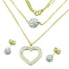 Set de Joyería de Acero Doble Collar de Corazón y Aretes