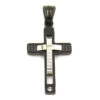 Dije Acero Negro Cruz Grabada c/ Zirconia