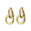 Aretes Acero Dorado Circulo Óvalo Martillado