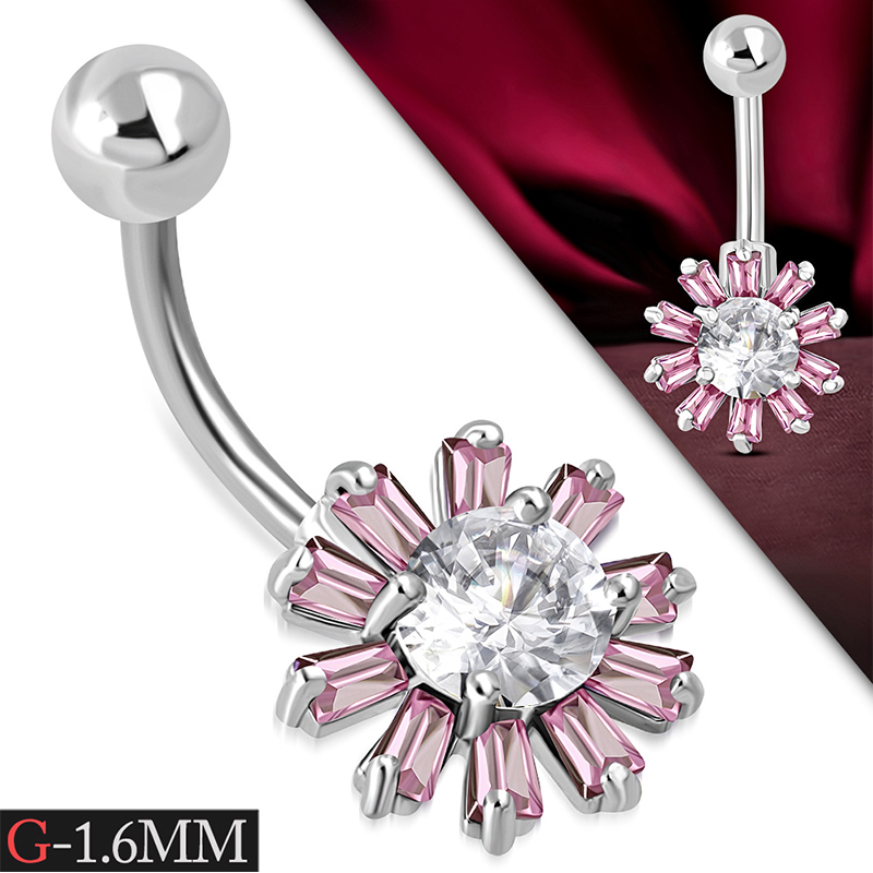 Piercing-Para-Ombligo-Acero-Zirconias-Flor-Rosa-Claro-0