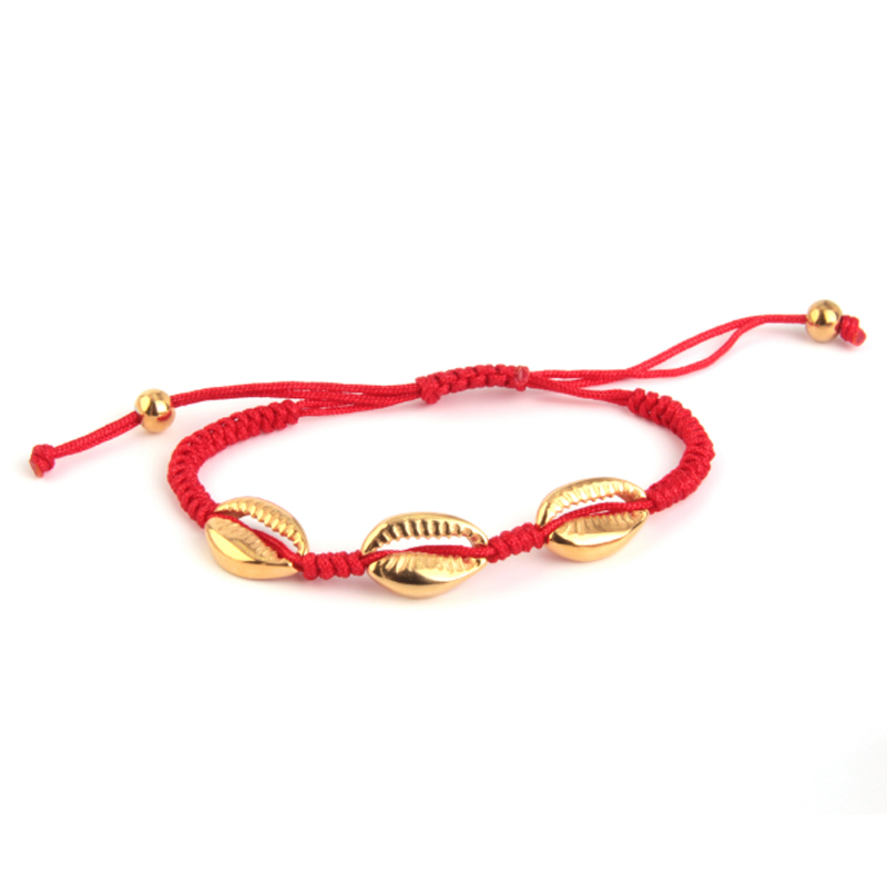 Pulsera-Acero-Dorado-Caracoles-Jareta-Roja-Ajustable-2