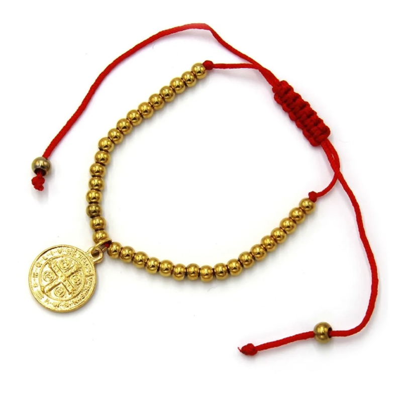 Pulsera-Acero-Inoxidable-Dorado-San-Benito-Jareta-Roja-2