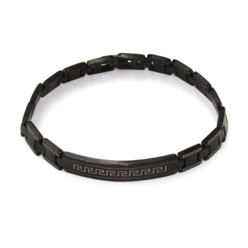 Pulsera-Acero-Negro-Eslabon-Grueso-Grecas-Romanas-Plana