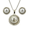 Set Joyeria Acero Plateado Bohemio Perla Blanca Imitacion