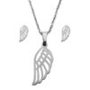 Set Joyeria Acero Plateado Inoxidable Ala Angel Silueta