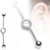 Ear Cuff de Acero Quirurgico Doble Perforacion Diseño Espiral Bolas