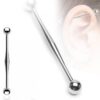 Ear Cuff de Acero Quirurgico Doble Perforacion Diseño Recto Bolas