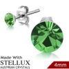 Broqueles de Acero y Cristal Austriaco STELLUX 4mm Verde