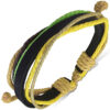 Pulsera de Piel Ajustable Tiras Amarillo Verde Negro 0389