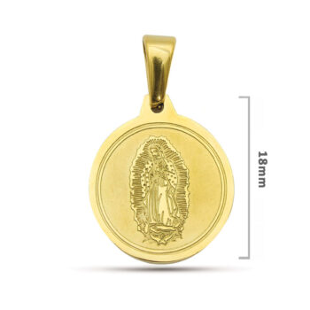 Dije Acero Dorado Virgen Guadalupe Medalla Catolica 18mm