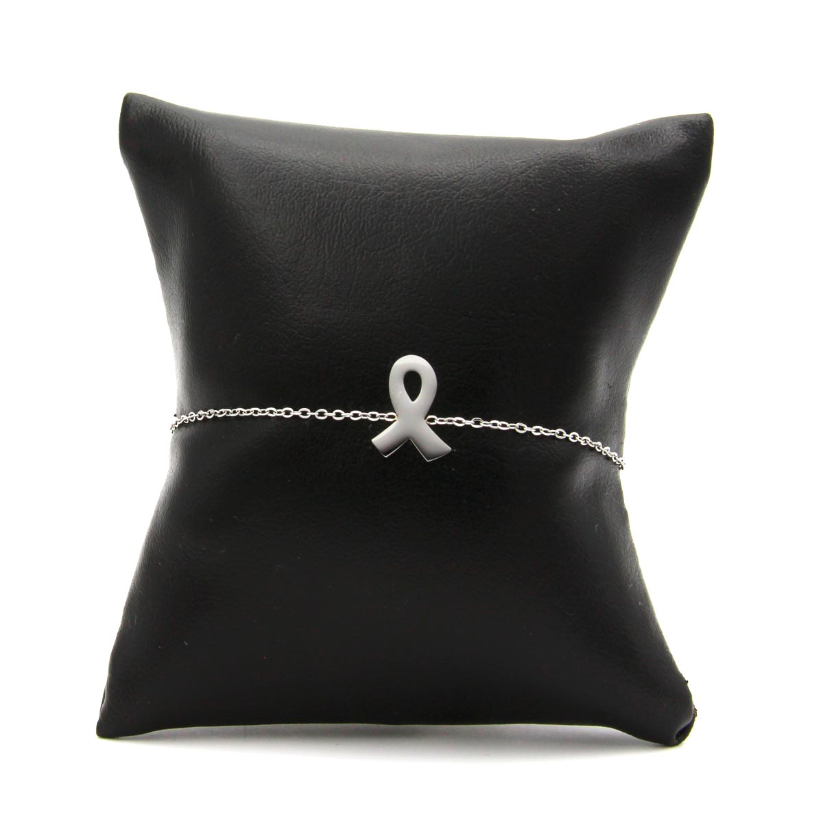 Pulsera Acero Inoxidable Plateado Liston Contra El Cancer-2