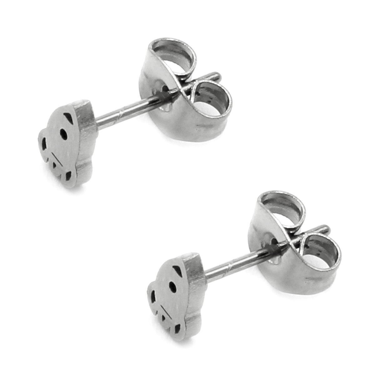 Aretes Acero Inox Plateado Tipo Broquel Cohete Espacial-2