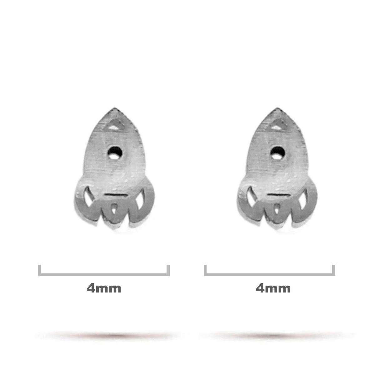 Aretes Acero Inox Plateado Tipo Broquel Cohete Espacial