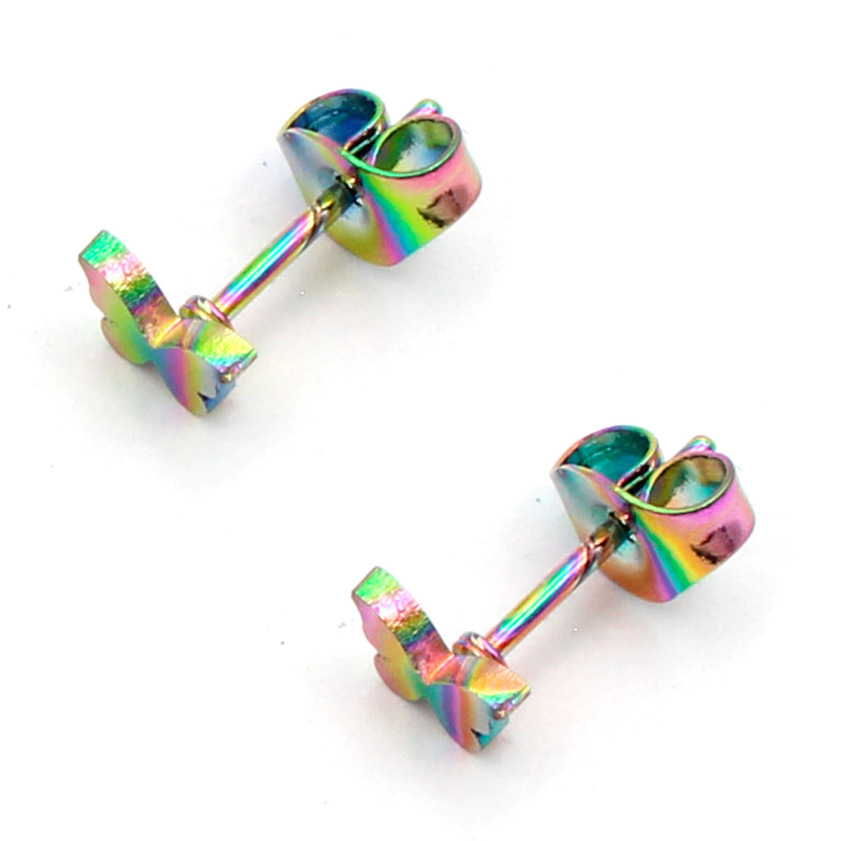 Aretes Acero Inox Tornasol Tipo Broquel Mariposa Monarca-2