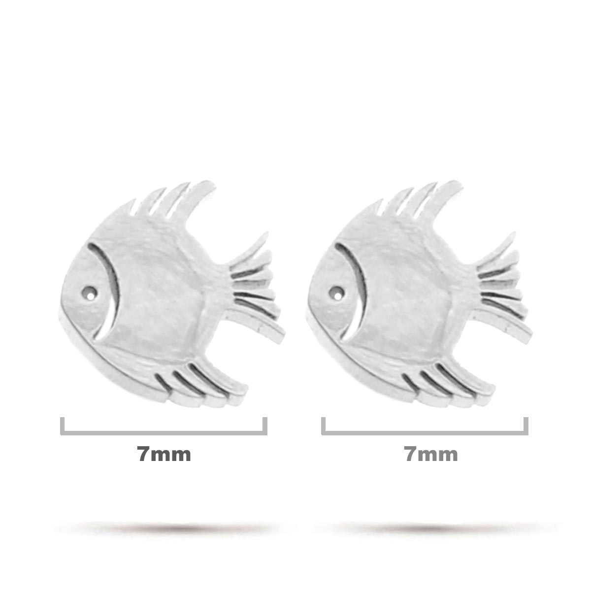 Aretes Acero Plateado Tipo Broquel Pez Dorado Pescado