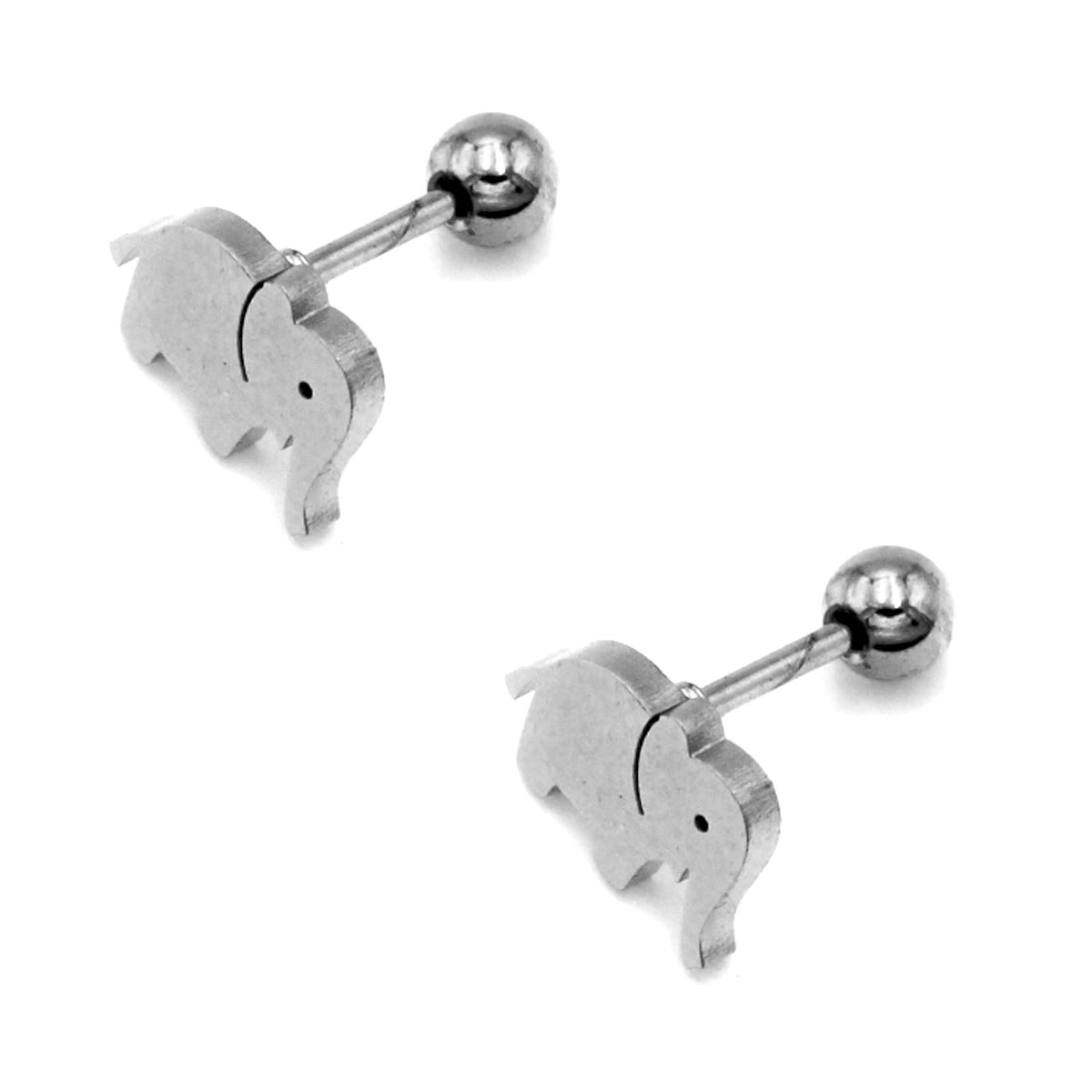 Aretes Tipo Broquel Dormilon Acero Plateado Elefante-2