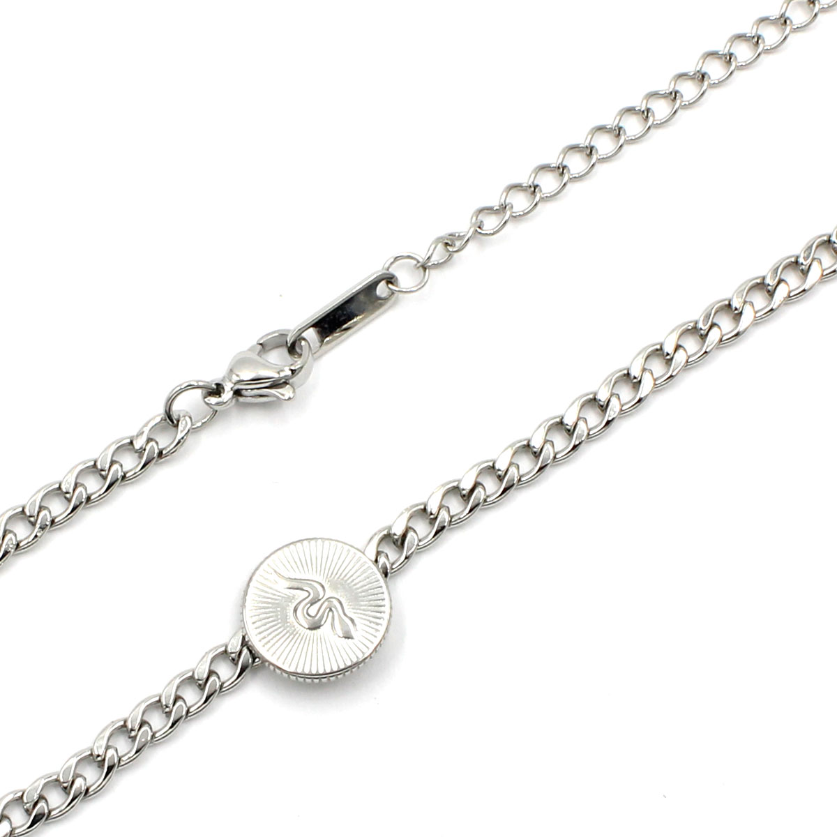 Collar Acero Inoxidable Plateado Tipo Choker Serpiente-2