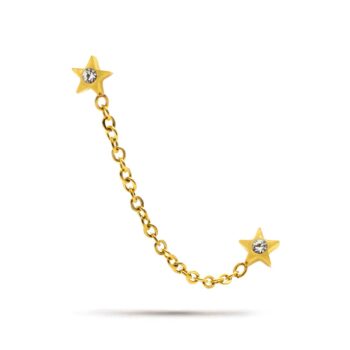 Ear Cuff Acero Inoxidable Dorado Estrellas Con Zirconias