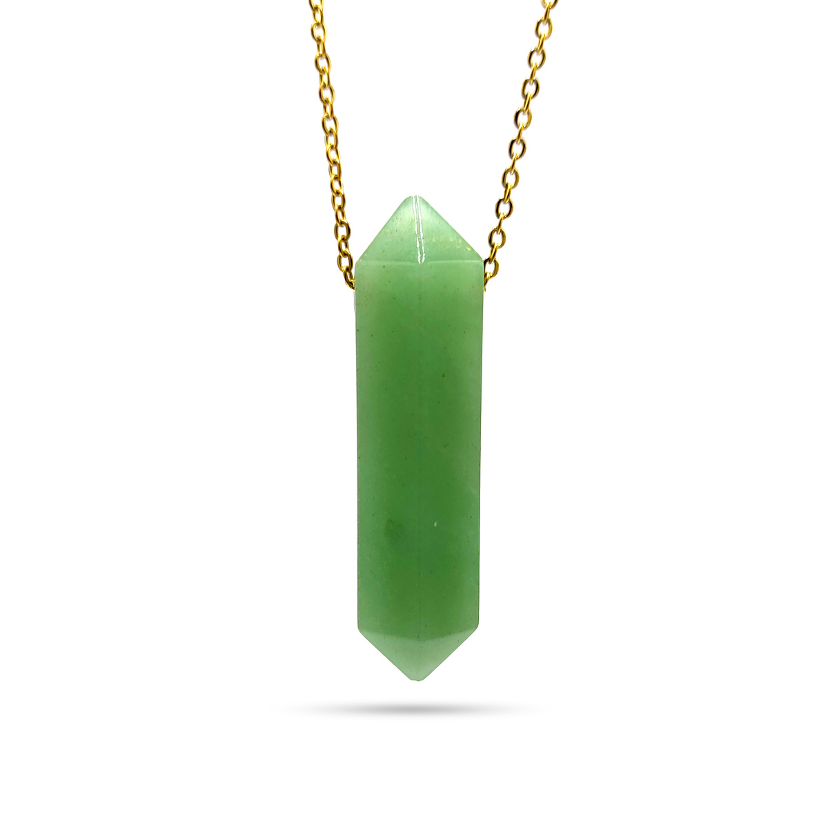 Collar Acero Dorado Doble Punta Jade 41mm