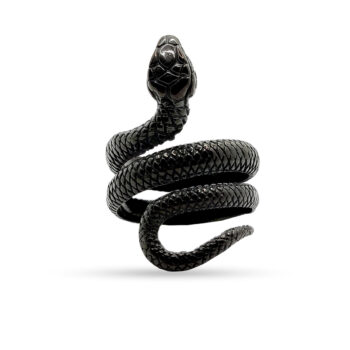 Anillo Acero Negro Serpiente Enroscada Gotico Unisex