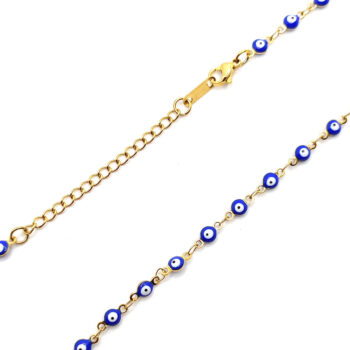 Collar Acero Inox Dorado Ojo Turco Azul Proteccion 4 mm -2