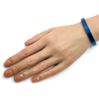 Pulsera Acero Inox Plateado Tipo Brazalete Lisa Azul -3