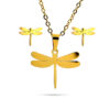 Set Joyeria Acero Inoxidable Dorado Libélula Insecto