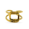Anillo Acero Dorado Minimalista Cuadros Dobles Ajustable