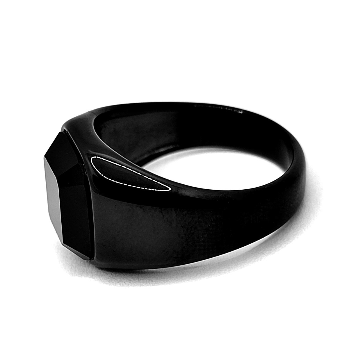 Anillo Acero Inox Zirconia Negro Caballero Elegante Rudo 3