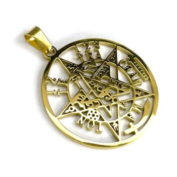 Dije Acero Dorado Tetragramaton Protección Sagrado 32 mm 2