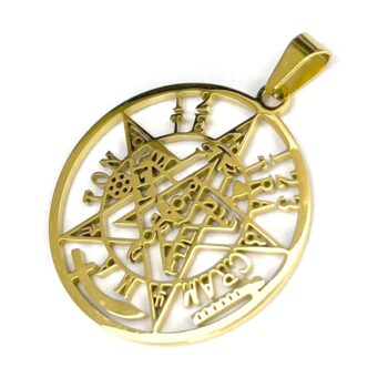 Dije Acero Dorado Tetragramaton Protección Sagrado 32 mm 3
