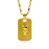 Collar Acero Dorado Placa Cráneo Calavera Real 26 x 16 mm