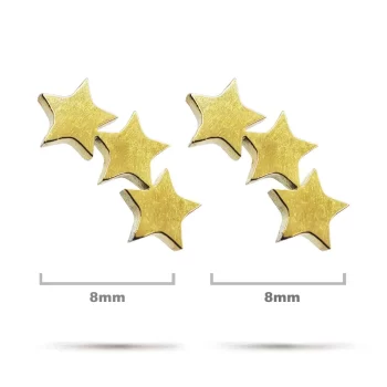 Aretes Tipo Broquel Acero Inox Dorado 3 Estrellas Fugaces