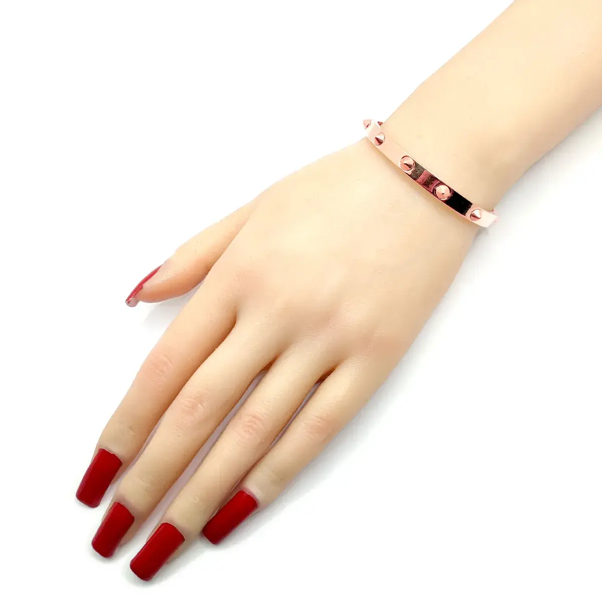 Pulsera Acero Cobre Brazalete Liso Picos Punk Rock